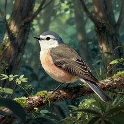a storybook illustration by goro fujita! a bird in a forest, surrealism, sharp focus, highly detailed, cgsociety, deviantart