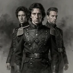 a portrait of john oliver standing next to adam driver, stoic, military uniform, fantasy, intricate, beautiful, highly detailed, charcoal, centered, dark, smokey, digital painting, artstation, concept art, smooth, sharp focus, illustration, art by greg rutkowski