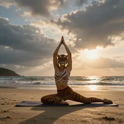 Tiger yoga beach