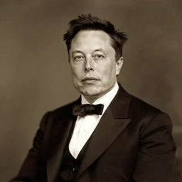 a vintage photograph of Elon Musk by Julia Margaret Cameron, portrait, 40mm lens, shallow depth of field, split lighting