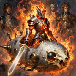 the dragonslayer lava knight of the nuclear steampunk submarine with a white sword of bone character fantasy art concept sci - fi, cinematic photograph vividly detailed digital painting by greg rutkowsky, by alphonse mucha, by android jones, by h. r. giger, by max chroma, by peter moorbacher