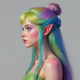 medium shot side - profile painted portrait, ellie bamber fairy, smooth, gaudy colors, overlord, matte painting concept art, official fanart behance hd artstation by atey ghailan, by greg rutkowski, by greg tocchini, by james gilleard, by joe fenton, by kaethe butcher, lois van baarle, ilya kuvshinov