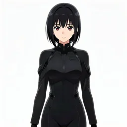 Anime Major motoko kusanagi in all black uniform, digital art