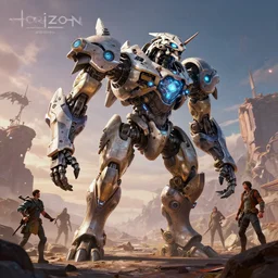 longleg machine mecha animal beast robot of horizon forbidden west horizon zero dawn bioluminiscence global illumination ray tracing hdr fanart arstation by sung choi and eric pfeiffer and gabriel garza and casper konefal