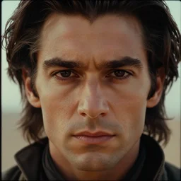 Jodorowky's Dune movie, Paul Atreides, face in focus, symmetrical face, symmetrical eyes, cinematic, cinestill 400t film