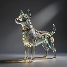 a strange dog made of milano glass