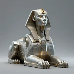 a scene of a beautiful intricate epic futuristic cyber sphynx from a distance, minimalist, cinematic lighting