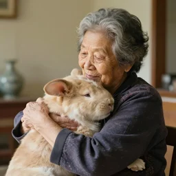 my grandma is hugging me