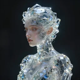 a human with crystal - glass transparent body crystal - glass