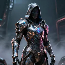 a sci fi quarter - length portrait of a shadow templar from the game destiny by bungie studios wearing futuristic armor made of metal, hooded evil character, cinematic lighting, smooth, high detail, dark fantasy, unreal engine, octane render, art by vitaly bulgarov artstation, character art by bungie studios, fog volumes, vivid color glow, post processing, cgsociety
