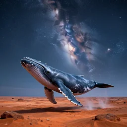 whale on mars, photorealistic, very detailed, high definition landscape, gorgeous whale, stars and milky way, award winning photograph, world press photo
