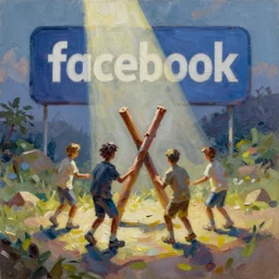 an impasto oil painting of the facebook game stick run