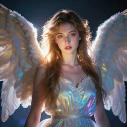 portrait art of female angel. art by alessio _ albi 8 k ultra realistic. angel wings. lens flare. atmosphere. glow. detailed. intricate. full of colour. led lighting. trending on artstation. 4 k. hyperrealistic. focused. extreme details. masterpiece.