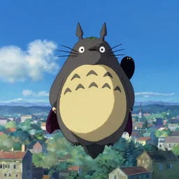 dracula totoro vampire, floating in day sky, background city fantasy digital art, wow, stunning, ghibli style, hight quality