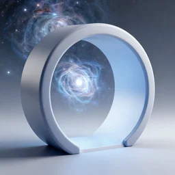 Geode portal, Hubble photo background, volumetric lighting