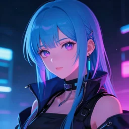 Beautiful portrait of a cyberpunk anime girl looking at camera in the style of Masakazu Katsura
