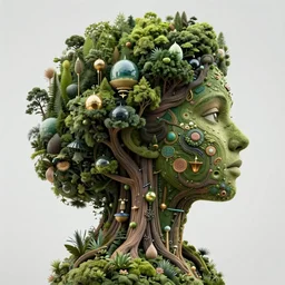 a profile portrait of mother nature made of trees, character portrait, facing right!!!, ultra realistic, wide angle, intricate details, the fifth element artifacts, highly detailed by peter mohrbacher, hajime sorayama, wayne barlowe, boris vallejo, aaron horkey, gaston bussiere, craig mullins