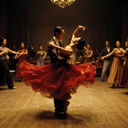 wong kar wai dancing love movie scene. wide angle 9 mm lens, close up