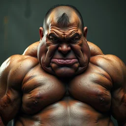 obscenely obese bodybuilder. smelly, sweaty, ugly. 4 k, hyper realism, sports photography, anatomically correct, intricate, detailed, lifelike.