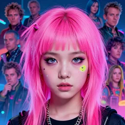cosmic punk girl pink hair, 2 0 yo, close - up, synthwave, bright neon colors, highly detailed, cinematic, tim white, roger dean, michael whelan, jim burns, bob eggleton, philippe druillet, vladimir kush, kubrick, alfred kelsner, vallejo