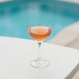 5 5 mm photo of cocktail glasson a zen minimalist white table with gorgeous pool in the background. highly detailed 8 k. intricate. lifelike. soft light,