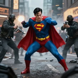 a superhero stopping a robbery, concept art, realistic 4 k.
