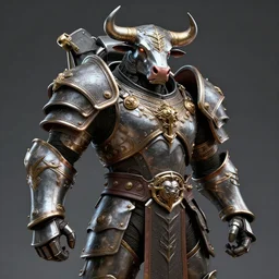 warrior with metal bull themed armour, highly detailed, 4 k, hdr, award - winning, octane render, artstation