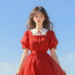 elegant ada wong in a red cottagecore dress, portrait, illustration, rim light, top light, summer clear blue sky, perfectly shaded, soft painting, art by krenz cushart and wenjun lin