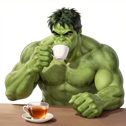 Hulk politely drinking tea, HD, featured on artstation