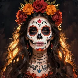 Illustration of a sugar skull day of the dead girl, art by brian k vaughan