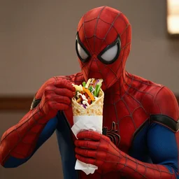 Spider-Man eating a shawarma The Avengers Movie scene