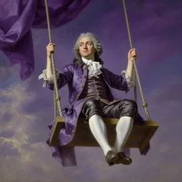 swingsets in the sky, purple drapery, stoic, light dust, magnificent, hyperdetailed, theatrical, close up, masterpiece, painted by jean honore fragonard and greg rutkowski