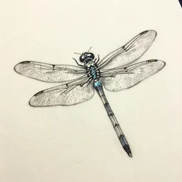 elaborate irezumi tattoo concept of a dragonfly, tattoo sketch, ink, coherent