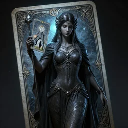 unreal engine render + a goddess, tarot card, dark souls colour scheme, luminal, smooth, coherent, high detailed, kerem beyit, featured on artstation, instagram HD, unreal engine
