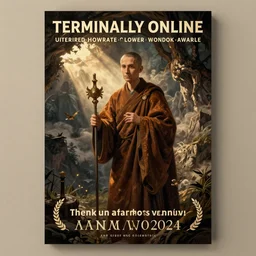 [Poster! of a medieval illustration of a Terminally Online monk]