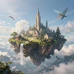 floating fantasy island in the air, mind blowing, ethereal, magical, artstation, octane render, unreal engine 5, cinematic concept art, 8 k 4 k hd