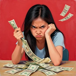 angry filipina girl who lost her money, painting art