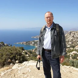 walter white taking a vacation at the white mountains of crete