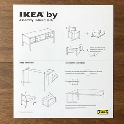 Ikea Assembly instructions of a cat product, sheet of paper