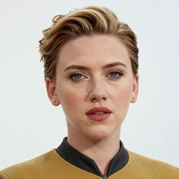 Scarlet Johansson in a Star Trek suit, highly detailed headshot portrait.