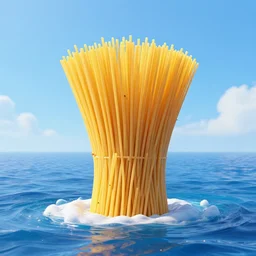 spaghetti architecture building in the middle of sea, blue color scheme, realistic, 8 k, artstation. n 5