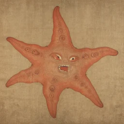a goryeo era buddhist painting of a humanoid kaiju starfish creature