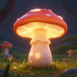 glowing mushroom character. highly detailed. pixar.