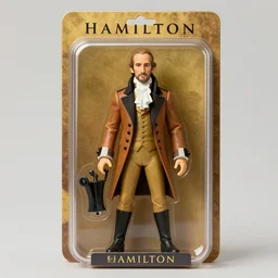 action figure from the broadway musical hamilton, award winning product photography