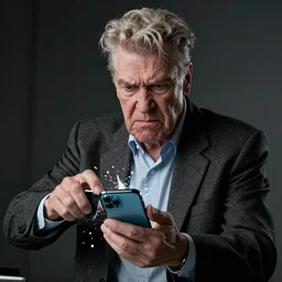 angry david lynch destroying a smartphone, high detail cinematic, hyper realism, 8 k