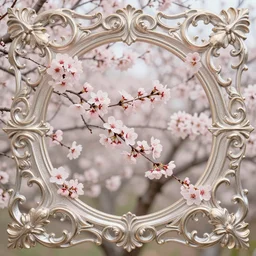 stylized highly ornate baroque cherry blossoms soft daylight 8k high angle shallow depth of field