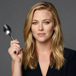 an award winning photo of reese witherspoon holding a spoon, portrait photography, studio lighting, highly detailed, extremely realistic
