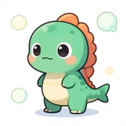 fish dinosaur chibi style concept art