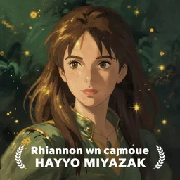 DnD character art of rhiannon by hayao miyazaki, digital illustration, green and gold and brown palette, cinematic lighting