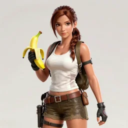 lara croft holding a banana in tomb raider psx